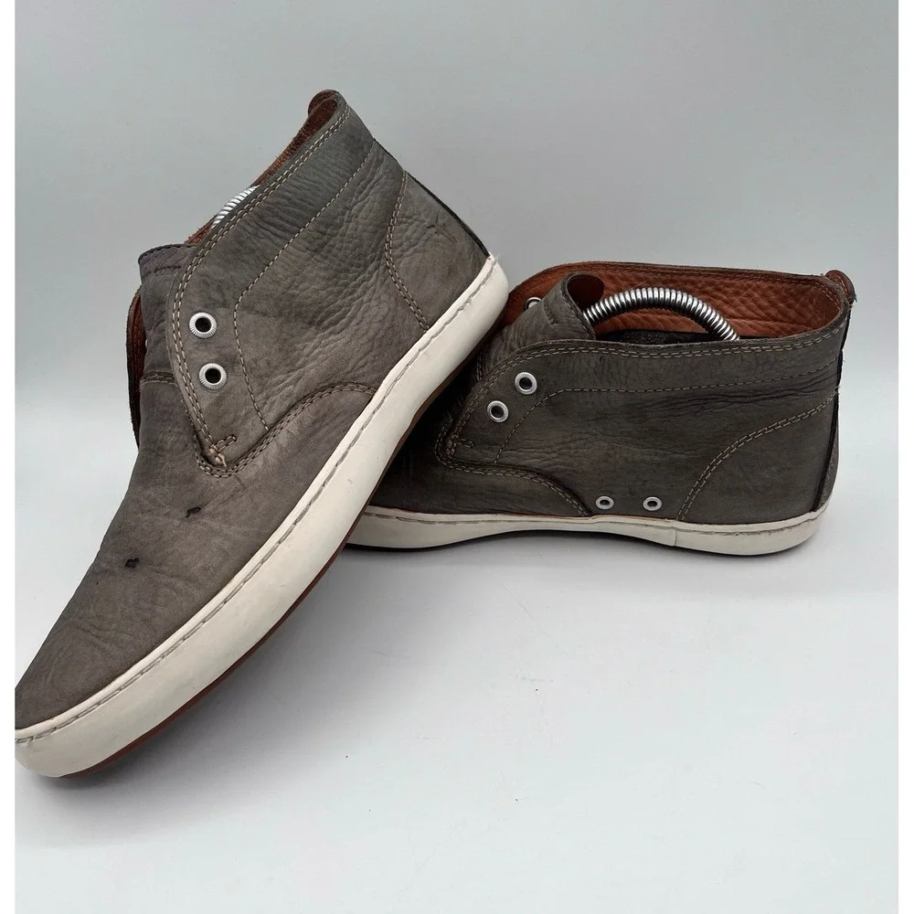 Frye Men's 9.5 Chukka Sneakers SMK Gray Leather Casual Shoes Lace-Up‎